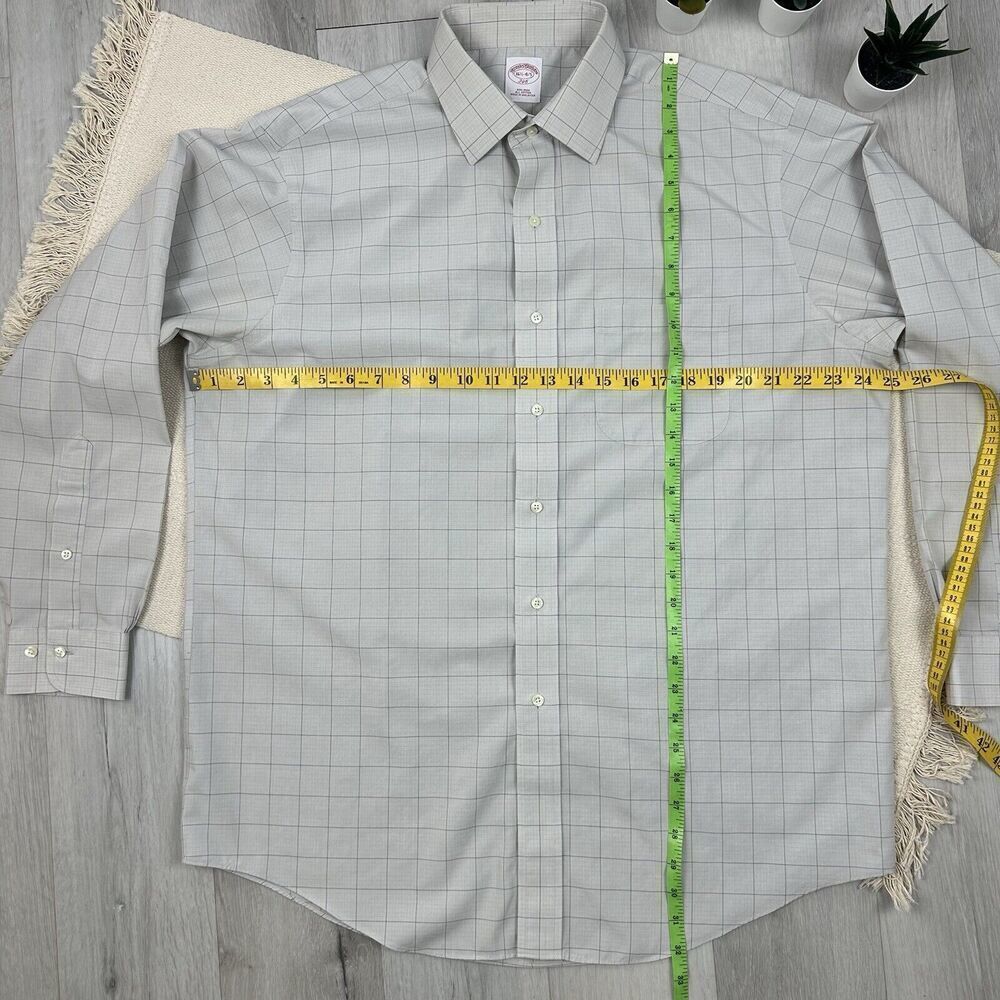 Brooks Brothers 346 Non Iron Shirt Mens 16.5 4/5 Gray  Mini Check Regular Fit - Picture 6 of 7